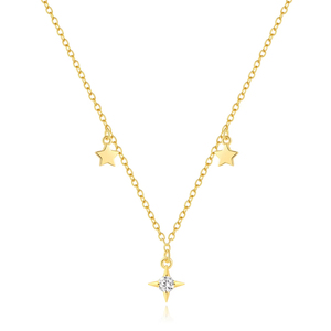 สร้อยคอเงินแท้ 925 รูปดาวสี่แฉกสวยงาม ดีไซน์สองชั้น ใช้ได้หลากหลายแบบ - Product Image 1