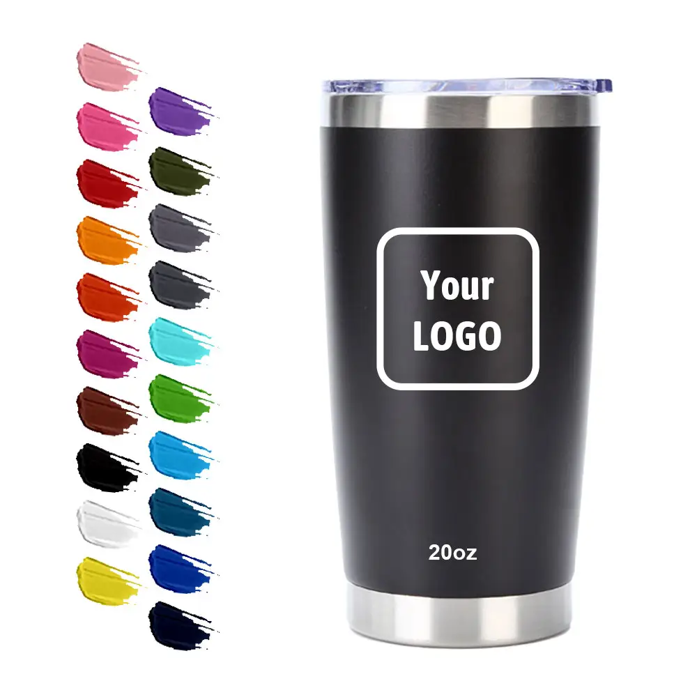 Custom 20oz double wall Vacuum Insulated Car Cup powder coated tumbler vacuum cup Thermal stainless steel coffee mug with lid
