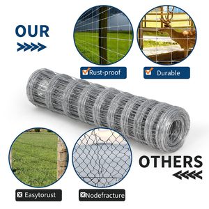 Garvee Livestock Fence 5Ft X 328Ft Galvanized <b>Wire</b> <b>Mesh</b> Cattle Farm Fence Heavy Zinc Coated For Deer Goat Cattle - Product Image 6