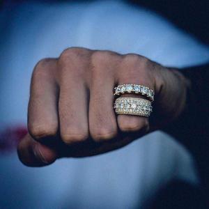 Cincin bandul kristal bulat warna-warni, Perhiasan pria berlian hip hop bling cz batu mikro - Product Image 5