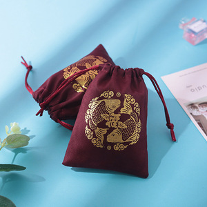 Velvet <b>Drawstring</b> Jewelry Bag Wine Red 8x10cm Rectangular Storage <b>Pouch</b> For Rings Cosmetics Organize Inner Packaging - Product Image 4