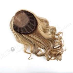 High Quality Bouncy Curl Natural Real Scalp Silk Top PU Front <strong>Open</strong> Weft Clip on Human Hair Crown <strong>Topper</strong> - Product Image 3
