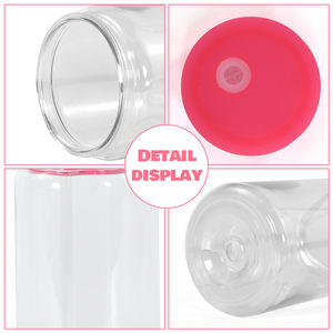 Vaso de Plástico Transparente de 16 oz <span class=keywords><strong>en</strong></span> Oferta, Vaso de Plástico Tipo Lata de Cerveza con Pajita de Plástico y Tapa Acrílica para Vinilo UV DTF - Product Image 4