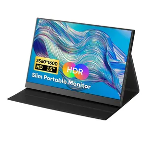 IPS HDR USB C Monitor game, Monitor portabel 16 inci 2560X1600 2K untuk Laptop PC ponsel Mac layar ganda diperpanjang