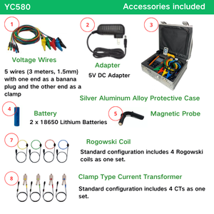 Analizador de Energía Trifásico Portátil YUCHENG YC580, Medidor Eléctrico Multifuncional, Ethernet Modbus TCP, Precisión Clase 2.0 - Product Image 2