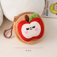 Porte-monnaie mini en peluche série fruits de dessin animé, écologique, durable, en fourrure douce, mignon, carotte, ananas, porte-clés créatif, vente en gros