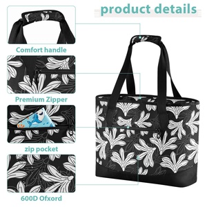 Hawaiian Print Large Capacity Eco-friendly Naupaka Flower Leakproof Custom Logo Insulated Cooler Bag with Shoulder Straps - Product Image 5