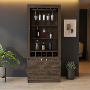Mobile da Bar in noce scuro con finitura cinque Wine Cubbie Margarita - Product Image 2