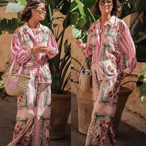 Blusa Floral de Manga Larga para Mujer <span class=keywords><strong>con</strong></span> Pantalones, Conjunto de Ropa Sexy de 2 Piezas para Mujer - Product Image 2