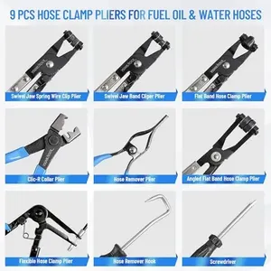 9 pièces INPOWER MACHINE L-E0296 jeu de pinces pour colliers de serrage automobile poignée enduite câble flexible pour colliers de serrage de carburant/huile/eau - Product Image 3