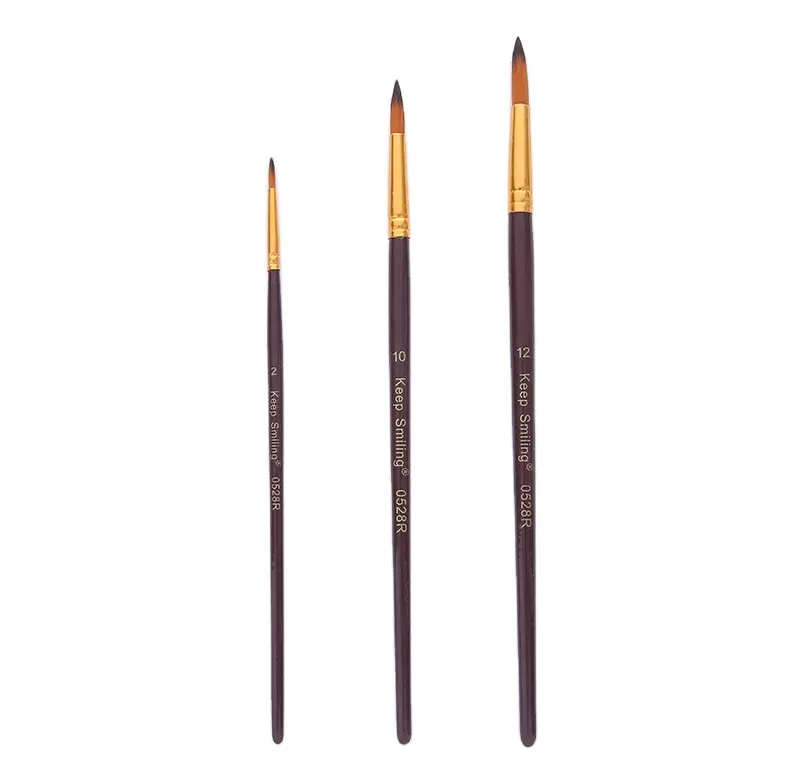 Keep Smiling 3pcs Wolf Milli Hook Pen Round Paint Brushes Line Drawing Pen Oil Brush Set For Art Oil Painting