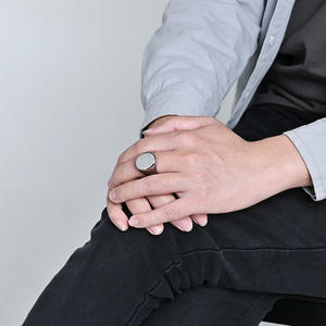 Men's Oval Tungsten Steel <b>Ring</b> In Gold Black Silver Color Minimalist Geometric Design For Gift Jewelry - Product Image 2