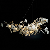 Lustre LED en céramique en forme de feuille de Ginkgo sur mesure, température de couleur 6000K, pour restaurant, salle à manger, décoration commerciale