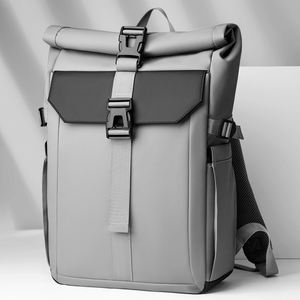 Custom Logo Fashion Casual, Student School Bags Backpack <b>Rolltop</b> <b>Rucksack</b> Unisex Waterproof Outdoor Urban Travel Daypack/ - Product Image 1