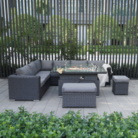 Ensemble de Meubles de Jardin en Rotin Moderne Gris Foncé Zen-yard Étanche, Durable, avec Fauteuil Inclinable, Canapé de Jardin et Table Basse pour Hôtels et Parcs