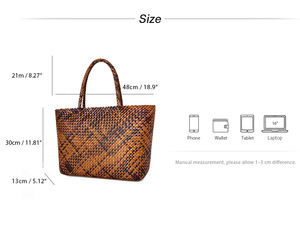 Bolso Tote Grande de Cuero Tejido a Mano para Mujer, Bolso de Hombro de Cuero Vacuno Genuino, Apto para Laptop de 17 Pulgadas, con Cierre y Gran Capacidad, para Negocios - Product Image 6