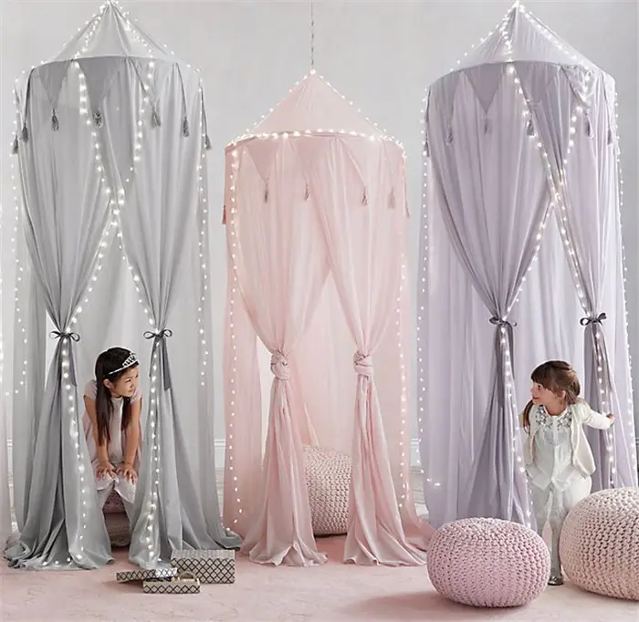 MU Hot Chiffon Kids Canopy Bed Princess Baby Mosquito Net Indoor Kids Tents Decoration Crib Netting Palace Bed Curtain