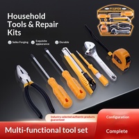 Kit de réparation d'outils de quincaillerie 6 pièces, tournevis universel, coupe-fils, couteau utilitaire, ruban à mesurer, acier au chrome vanadium, usage domestique