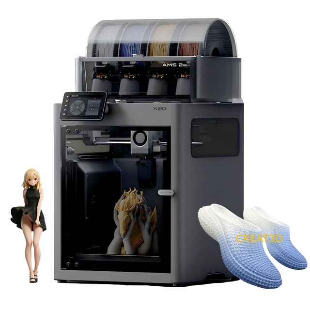 Global Version X2D Combo Dual Extruder High Speed 600mm/s Support Phone App Wifi Print Desktop Closed Multicolor FDM 3D Printer