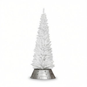 Sapin de Noël artificiel blanc de 1,80 m en plastique, avec base sur pied pour intérieur, branches pliables, sans lumières incluses - Product Image 1