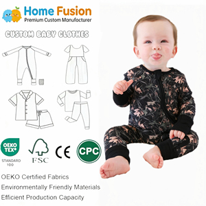 Onder de Zee Geprinte Baby Bamboe Pyjama's Zachte Gebreide Baby Romper met Lange Mouwen en Voetjes - Product Image 1