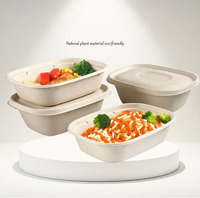 Boîte ovale rigide en papier biodégradable de qualité alimentaire avec couvercle en papier, pour sushi, nouilles, aliments pour bébés et salades, en paille de blé jetable