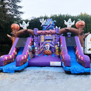 Castillo inflable comercial para niños, con tobogán, para Halloween, con diseño de casa embrujada. - Product Image 1