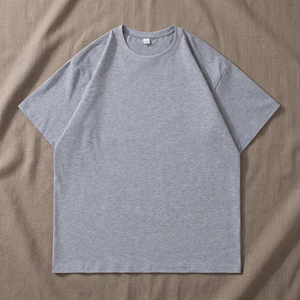 เสื้อยืดแขนสั้นผ้าถักเนื้อนุ่ม 100% คอตตอน ทรงปกติ สีพื้น ดำ ขาว น้ำหนัก 210 กรัม ไหล่ตก ป้องกันขนร่วง สำหรับผู้ชาย - Product Image 3
