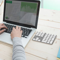 Keyboard Numerik Plastik Portabel 34 Tombol, Dapat Diisi Ulang, Tanpa Kabel, Ultra Tipis untuk Bank