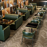 Ensemble de sièges de restaurant sur mesure en cuir PU avec structure métallique, fabricant en gros de meubles de Chine, tables et chaises de restaurant