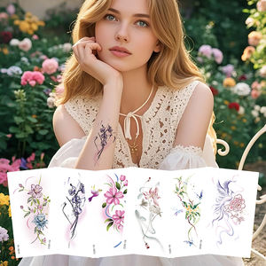 Qimeng nouveau 3D <span class=keywords><strong>Floral</strong></span> bras tatouage autocollant étanche et Durable temporaire corps Art blanc fleur ombre conception pour femmes/hommes visage - Product Image 1