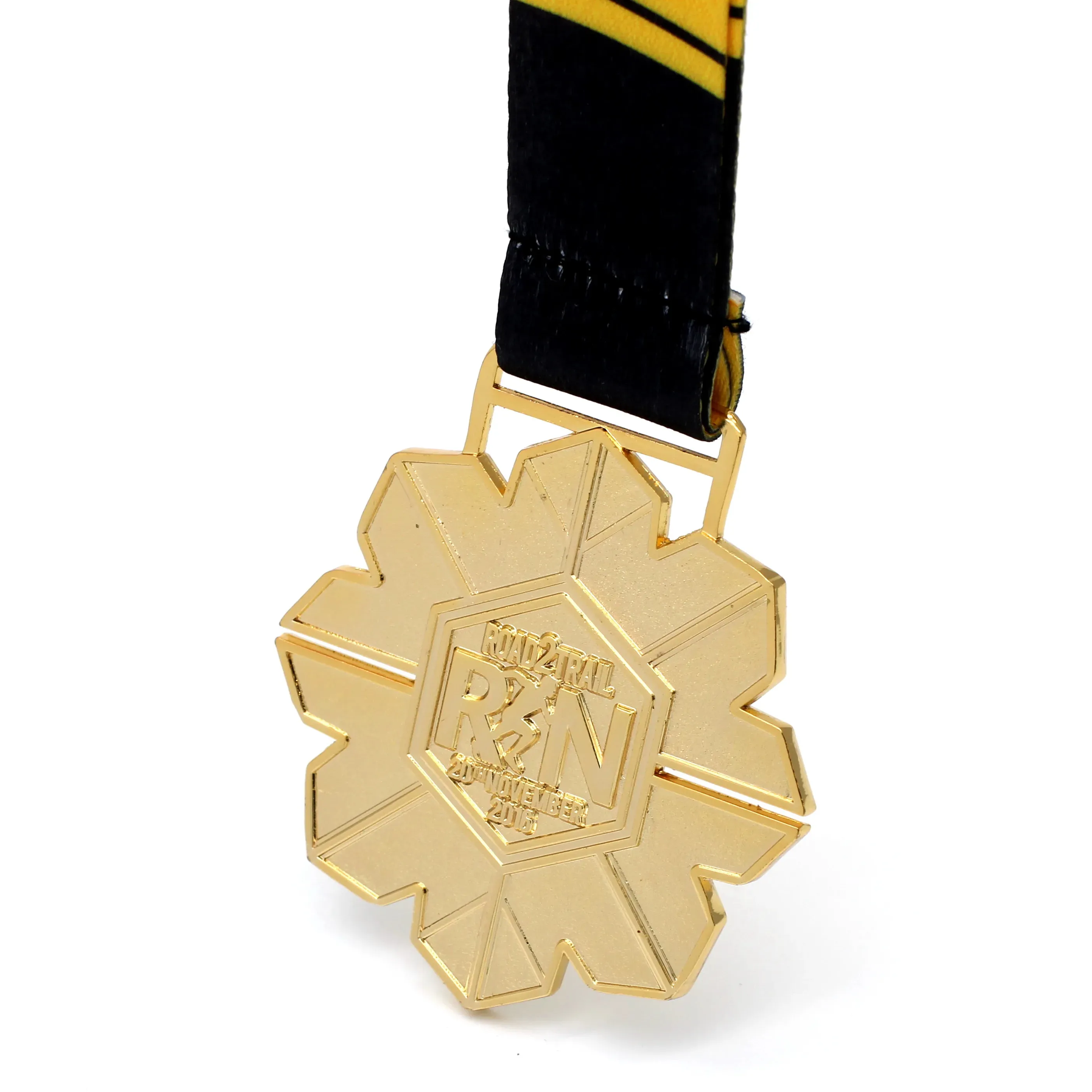 Individuelle Metall-Grostgussmatte Goldmedallie Lesebedarf Britische Flagge Marathon glänzende Medaille