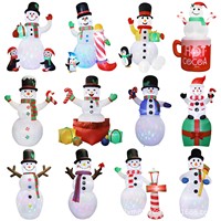 Décoration de jardin de Noël en forme de bonhomme de neige gonflable avec éclairage LED, matériau en polyester durable, style américain, décoration de fête en plein air JIAXUN
