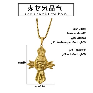 Yunnique – collier avec pendentif croix en forme de crâne, en acier inoxydable doré, style Punk gothique, bijoux à la mode pour hommes - Product Image 2