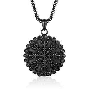 Nordic Viking Snowflake Compass Necklace Men <b>Titanium</b> Steel Pendant Gift Jewelry - Product Image 5