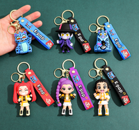 Porte-clés en silicone 3D K-Pop Demon Hunters, personnage de dessin animé, breloque de sac à thème film, cadeau pour les fans d'animation, ornement de sac, anneaux porte-clés