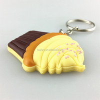 Porte-clés promotionnel en PVC personnalisé avec logo 2D 3D, motif crème glacée mignonne et durable, jaune, style Kawaii