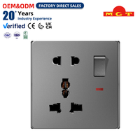 Prise murale multifonction OEM 5 broches avec interrupteur et voyant néon