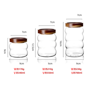 Venta al por Mayor de Frascos de Vidrio para Almacenamiento de Alimentos de 340 ml, 550 ml y 700 ml con Tapa de Madera de Acacia Oscura para Té, Granos de Café, Dulces - Product Image 3