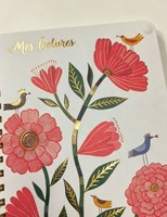 Carnet à spirale motif fleurs folkloriques et oiseaux colorés, avec citation dorée, couverture rigide, pour les amateurs de livres, cadeau de rentrée scolaire