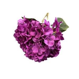 Fleurs artificielles d'hortensia à 5 têtes en soie pour bouquets de mariage et décorations de scène - Product Image 5