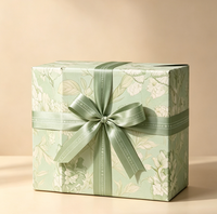 Boîte cadeau rigide à fermeture magnétique avec imprimé floral, imprimée en quatre couleurs, ruban en satin, nœud, emballage de luxe pour bonbons, chocolat, mariage