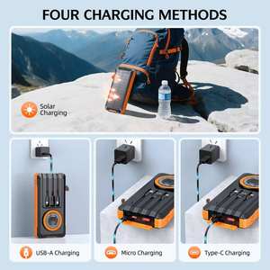 สินค้าใหม่ อุปกรณ์อิเล็กทรอนิกส์สำหรับผู้บริโภค แบตเตอรี่พกพา แผงโซลาร์เซลล์ <span class=keywords><strong>พา</strong></span><span class=keywords><strong>ว</strong></span><span class=keywords><strong>เวอร์</strong></span><span class=keywords><strong>แบงค์</strong></span>ไร้สาย สำหรับการตั้งแคมป์กลางแจ้ง - Product Image 4