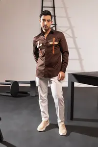 เสื้อเชิ้ตลำลองแบบซองคู่ผ้าฝ้าย100% ระบายอากาศบริการ OEM - Product Image 3