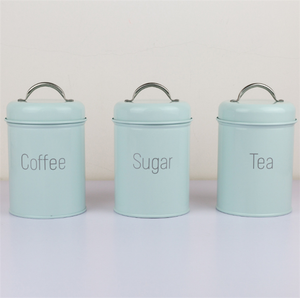 Set di 3 Barattoli da <span class=keywords><strong>Cucina</strong></span> per Caffè, Tè e Zucchero, Kit di Contenitori in Metallo Rustico con Coperchi Ermetici per Decorazione <span class=keywords><strong>Cucina</strong></span> - Product Image 4