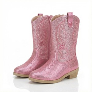 <span class=keywords><strong>Stivali</strong></span> da <span class=keywords><strong>Cowboy</strong></span> Rosa Glitterati per Ragazze, Stile Western a Metà Polpaccio con Cerniera Laterale, Calzature per Feste e Travestimenti - Product Image 5