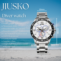 Montre de sport de luxe étanche JIUSKO pour homme, montre-bracelet tendance avec calendrier, montre de plongée en acier inoxydable