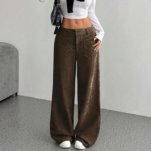 <span class=keywords><strong>Pantalon</strong></span> large <span class=keywords><strong>en</strong></span> velours côtelé Vêtements décontractés Poches avant et arrière Coupe ample Couleur unie Style de banlieue europé<span class=keywords><strong>en</strong></span> et américain - Product Image 6