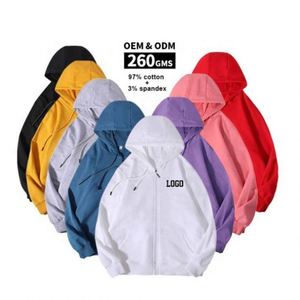 Autumn Men's Zipper <b>Hoodie</b> Soft Cotton Comfortable Knitted Pile Fabric Solid Custom Printing Embroidered Logo <b>Thin</b> Sweatshirt - Product Image 4