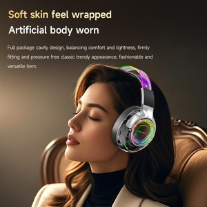 AN-1 Wireless Over Ear Headphones RGB <b>Lighting</b> Foldable <b>Gaming</b> Headset With Card Slot Type C Charging - Product Image 3